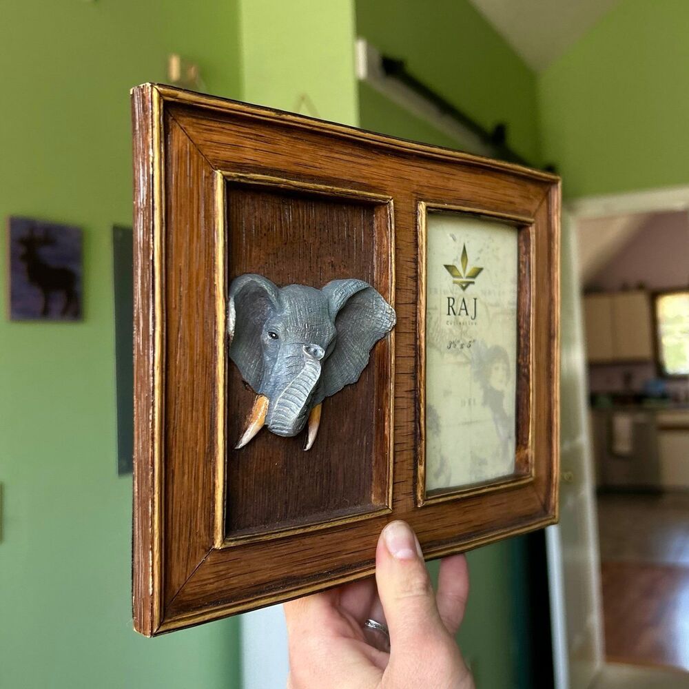 VTG 3D Rustic Textured Elephant Picture Frame Accent Decor - Picture 4 of 9